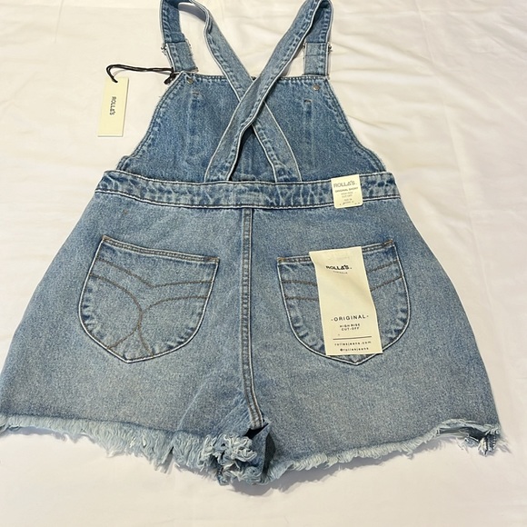 Rollas Original Short Overalls Denim Distressed - Picture 6 of 11
